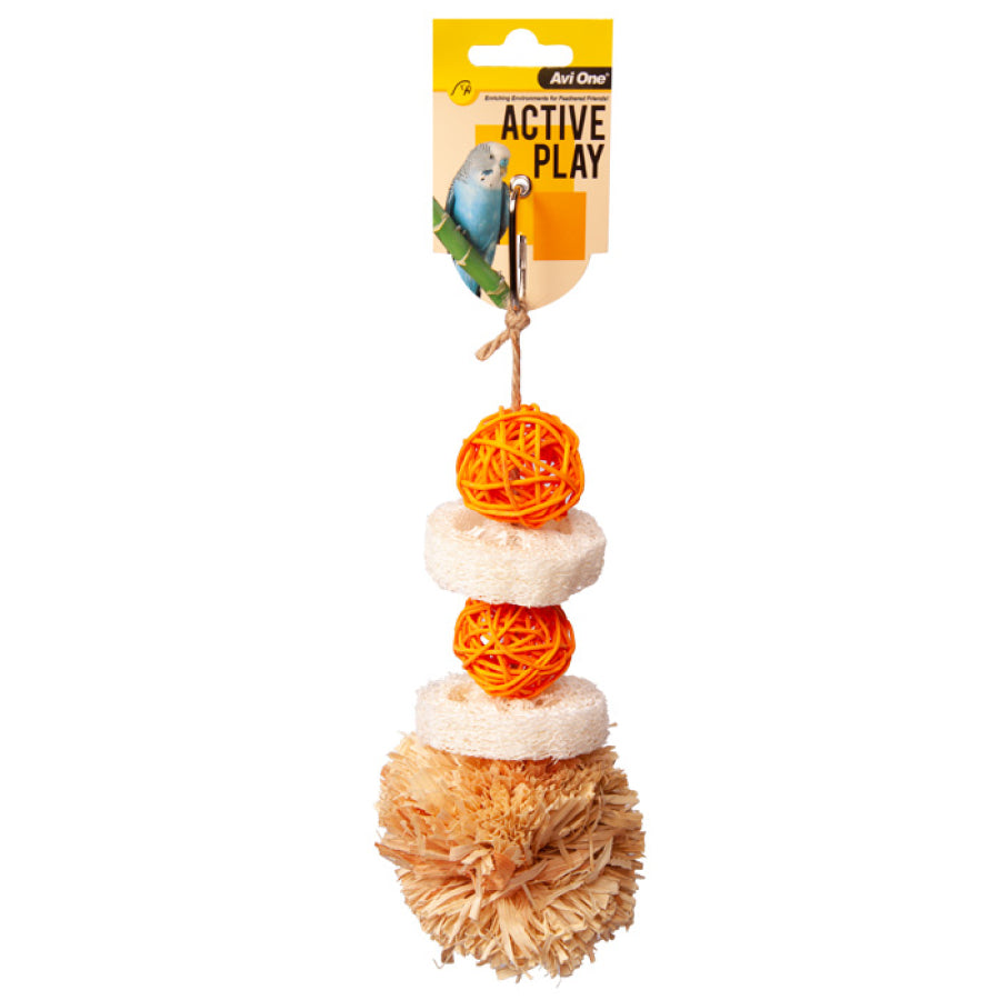 PomPom with Rattan Ball And Loofa Bird Toy