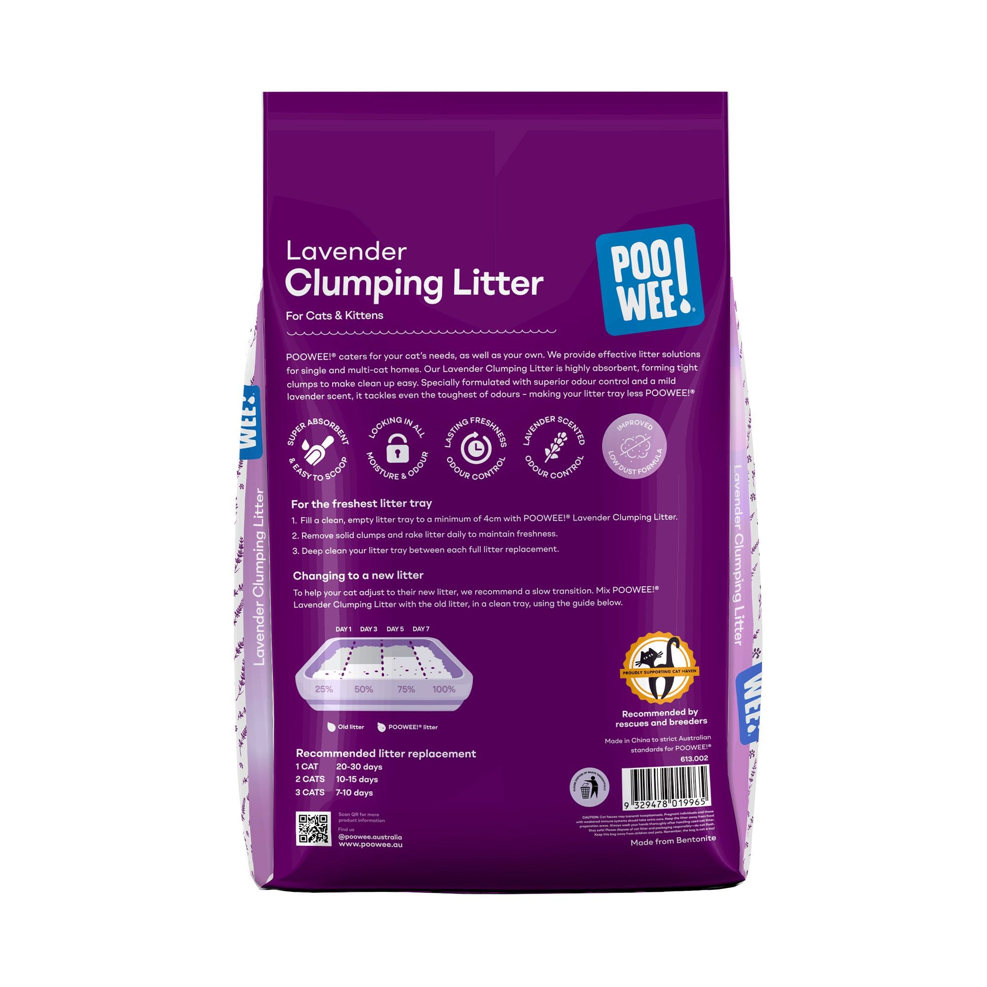 Buy PooWee Clumping Litter Lavender 15kg Online Kellyville Pets