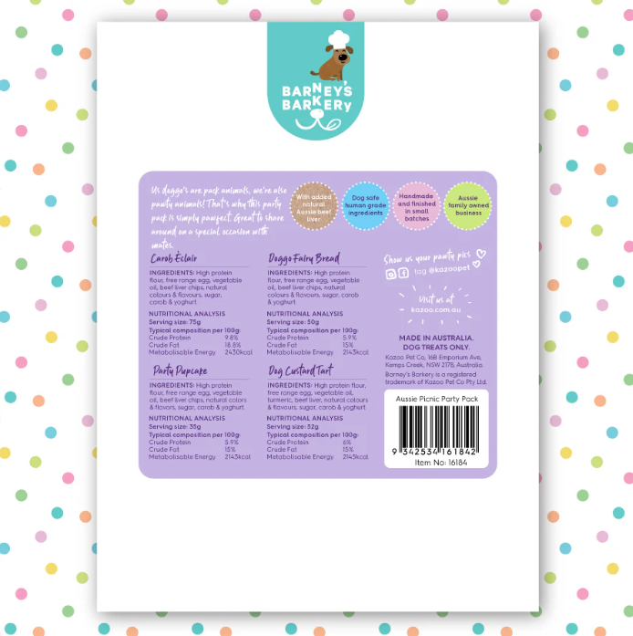 Barney's Barkery Aussie Picnic Dog Treat Pack