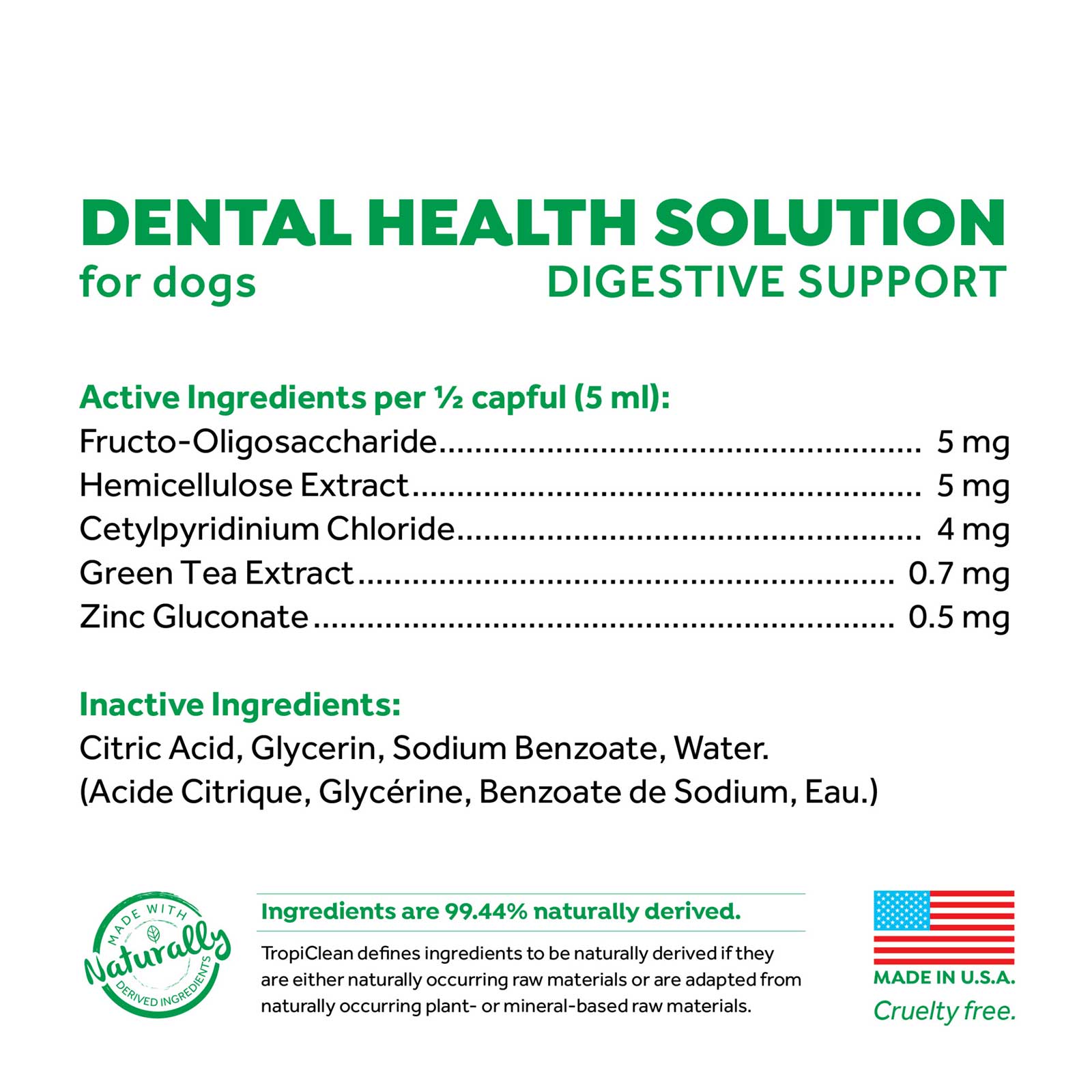 TropiClean Fresh Breath Dental Health Solution for Dogs Plus Digestive Support